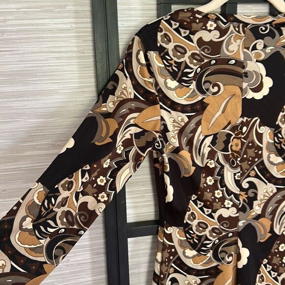 Vintage looking brown 70s 80s style dress three-quarter sleeve size S - Picture 5 of 5
